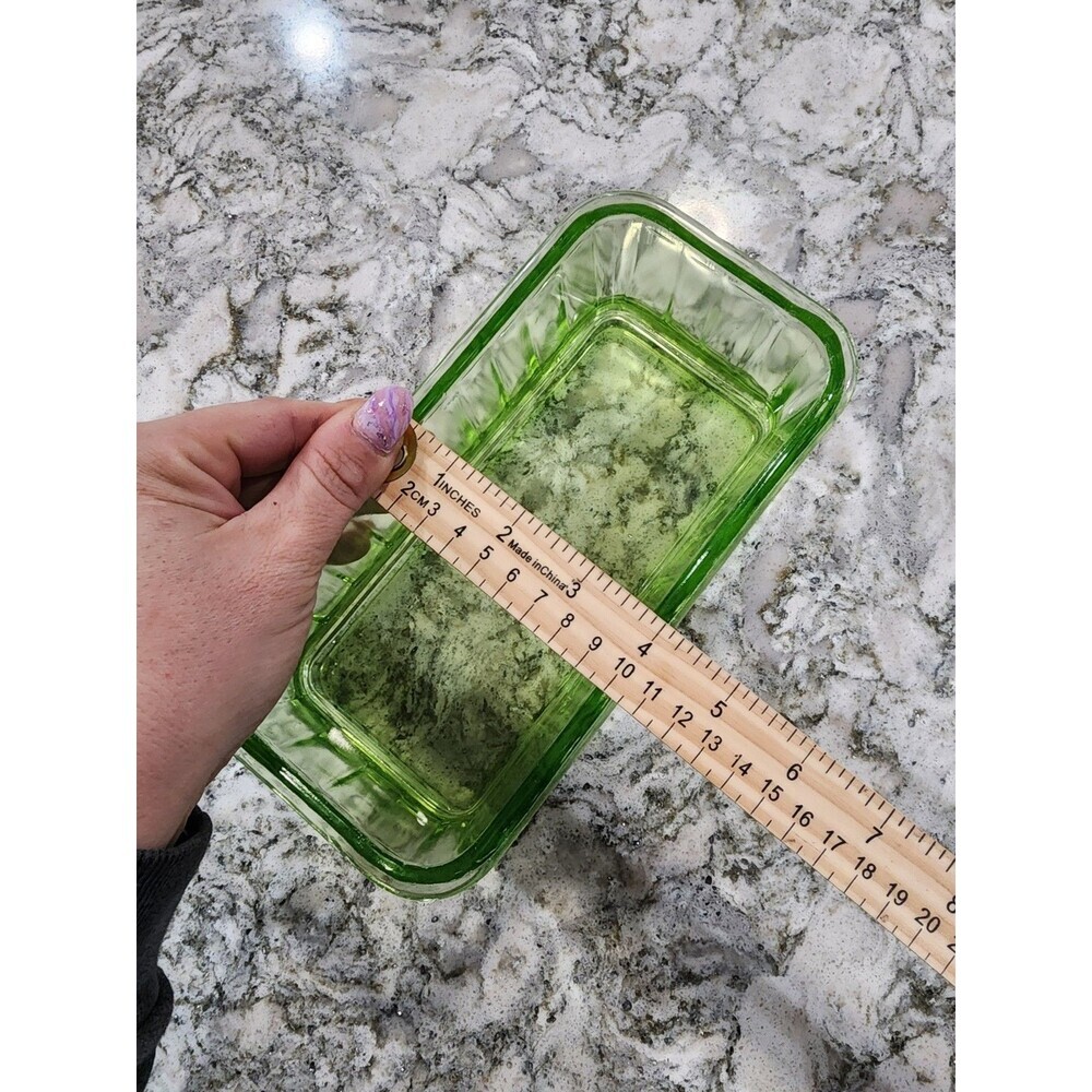 Uranium Glass 8.5” Casserole Bread Loaf Dish Rectangular, Refrigerator Read - Picture 5 of 7